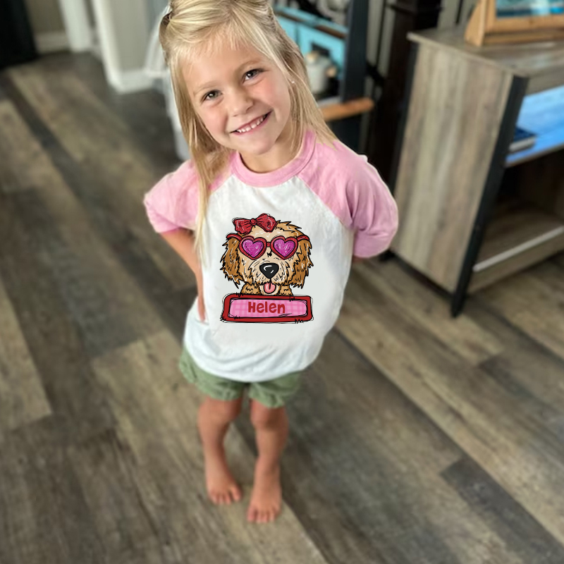 Personalized Kid Valentine's Day Goldendoodle Long Sleeves Shirt| Cloth12427