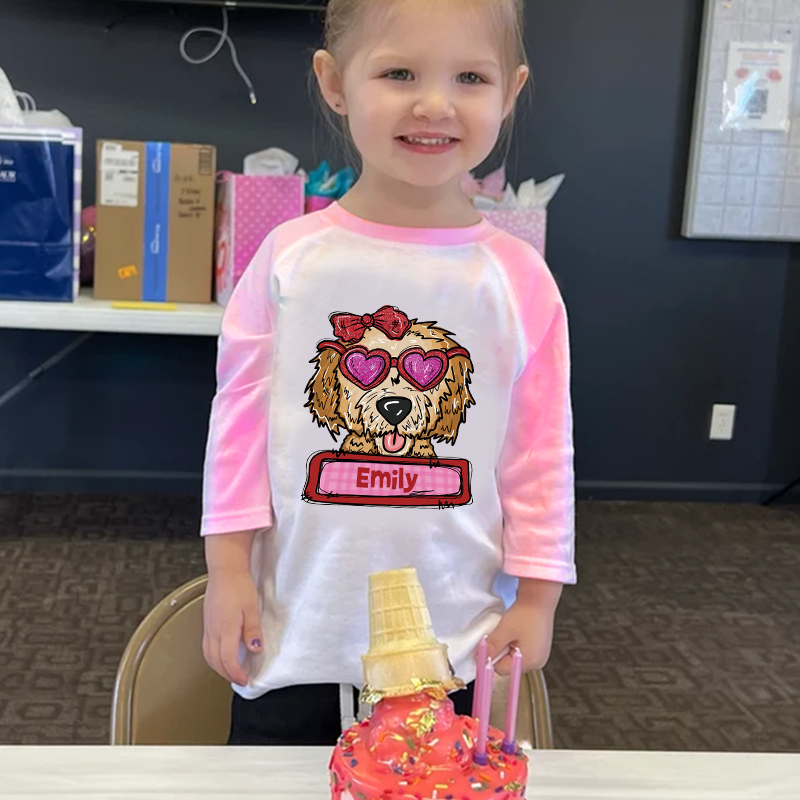 Personalized Kid Valentine's Day Goldendoodle Long Sleeves Shirt| Cloth12427