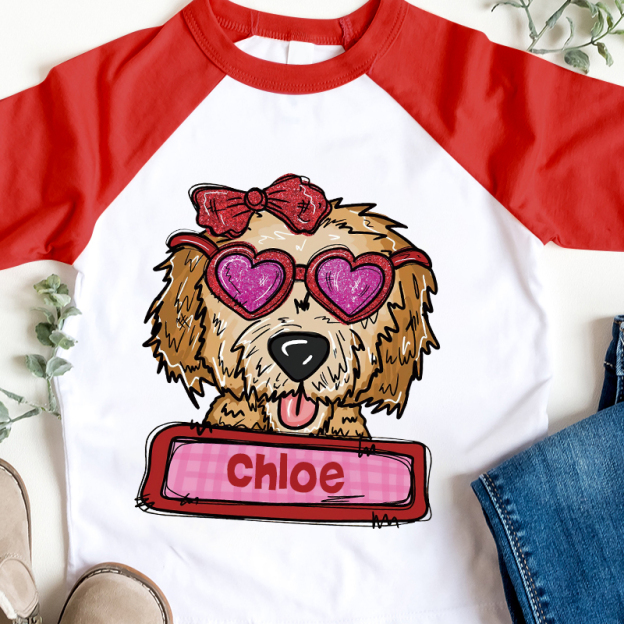 Personalized Kid Valentine's Day Goldendoodle Long Sleeves Shirt| Cloth12427