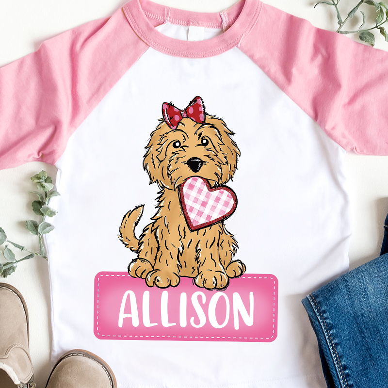 Personalized Kid Valentine's Day Puppy Long Sleeves Shirt| Cloth12429
