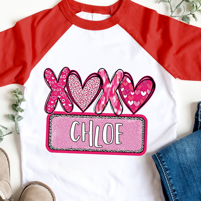 Personalized Kid Valentine's Day XOXO Long Sleeves Shirt| Cloth12428