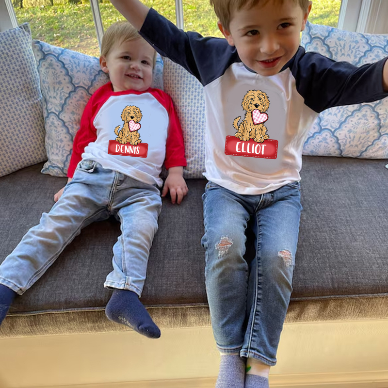 Personalized Kid Valentine's Day Puppy Long Sleeves Shirt| Cloth12429