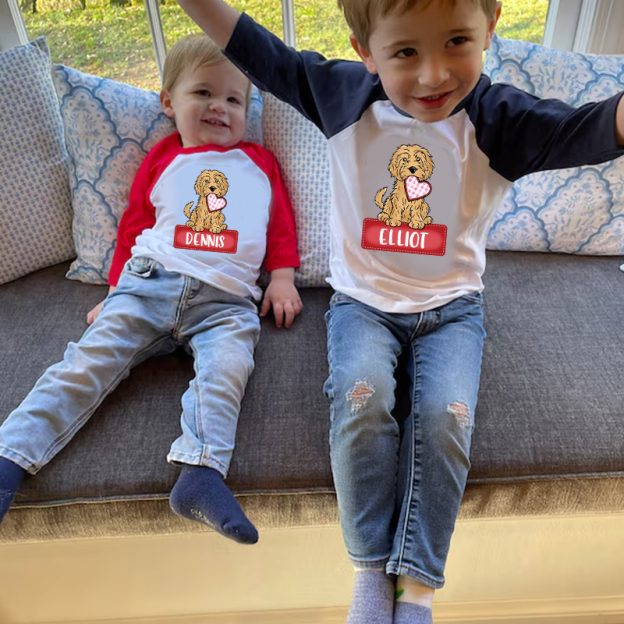 Personalized Kid Valentine's Day Puppy Long Sleeves Shirt| Cloth12429