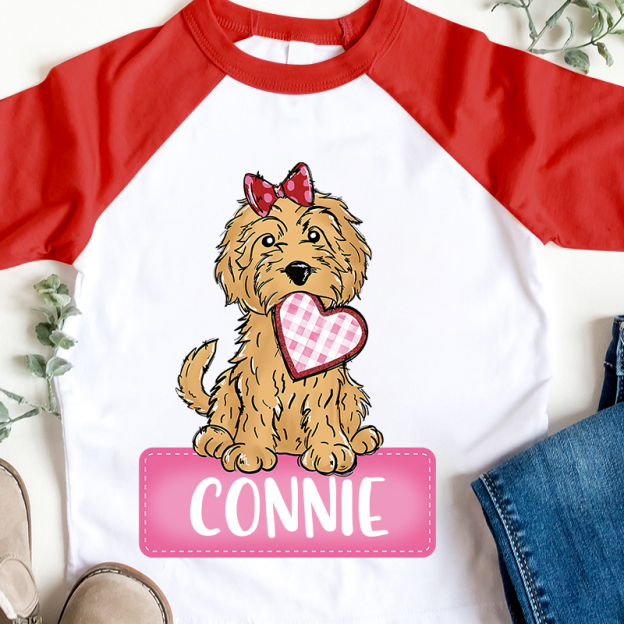 Personalized Kid Valentine's Day Puppy Long Sleeves Shirt| Cloth12429
