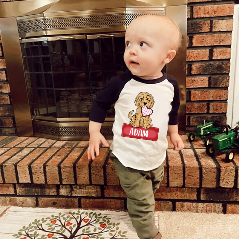 Personalized Kid Valentine's Day Puppy Long Sleeves Shirt| Cloth12429