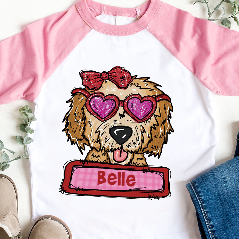 Personalized Kid Valentine's Day Goldendoodle Long Sleeves Shirt| Cloth12427