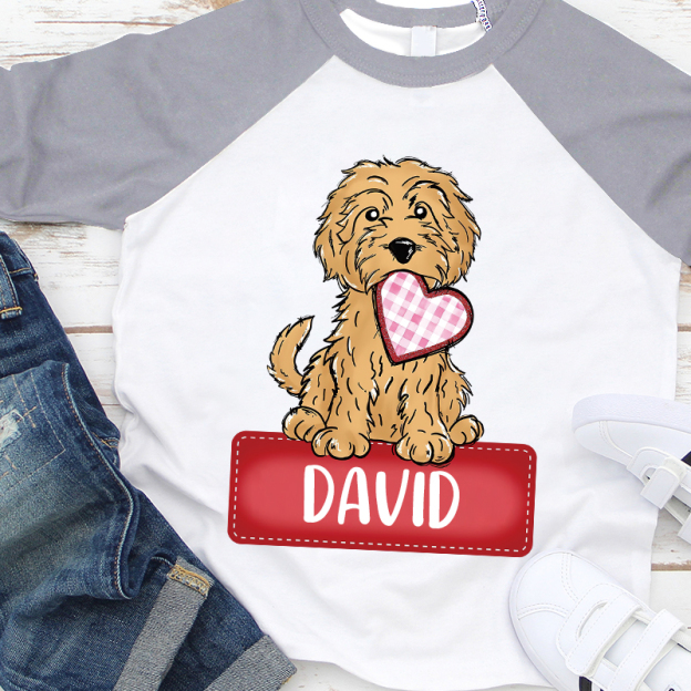 Personalized Kid Valentine's Day Puppy Long Sleeves Shirt| Cloth12429