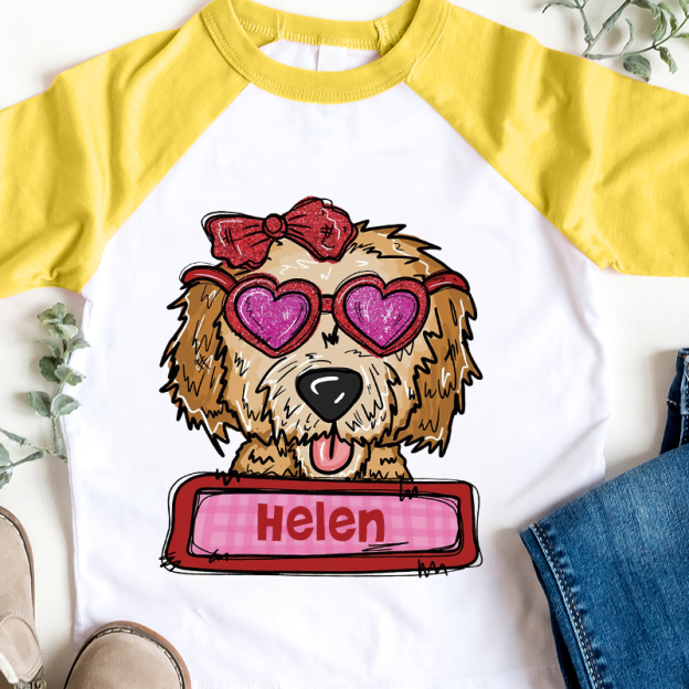 Personalized Kid Valentine's Day Goldendoodle Long Sleeves Shirt| Cloth12427