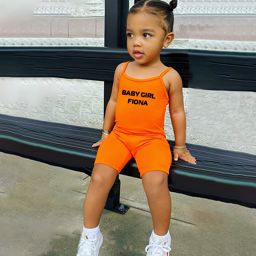Personalized Girl Suspender Letter Print Jumpsuit| Cloth221