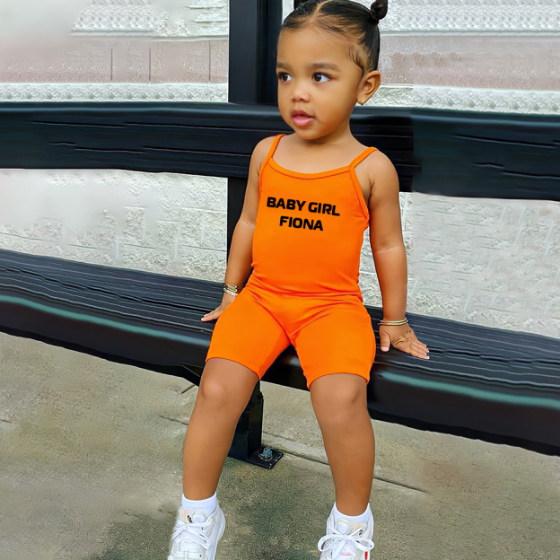 Personalized Girl Suspender Letter Print Jumpsuit| Cloth221