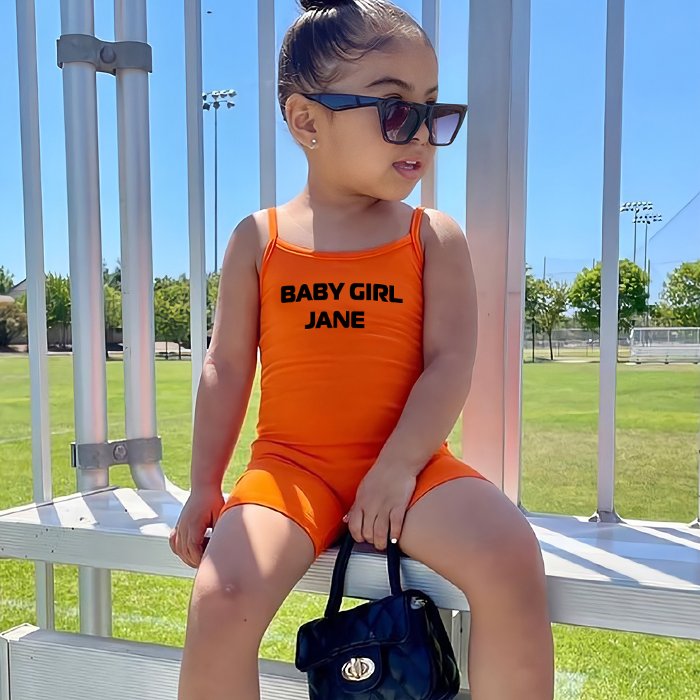 Personalized Girl Suspender Letter Print Jumpsuit| Cloth221