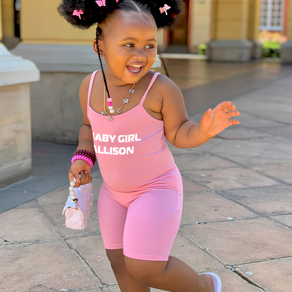 Personalized Girl Suspender Letter Print Jumpsuit| Cloth221