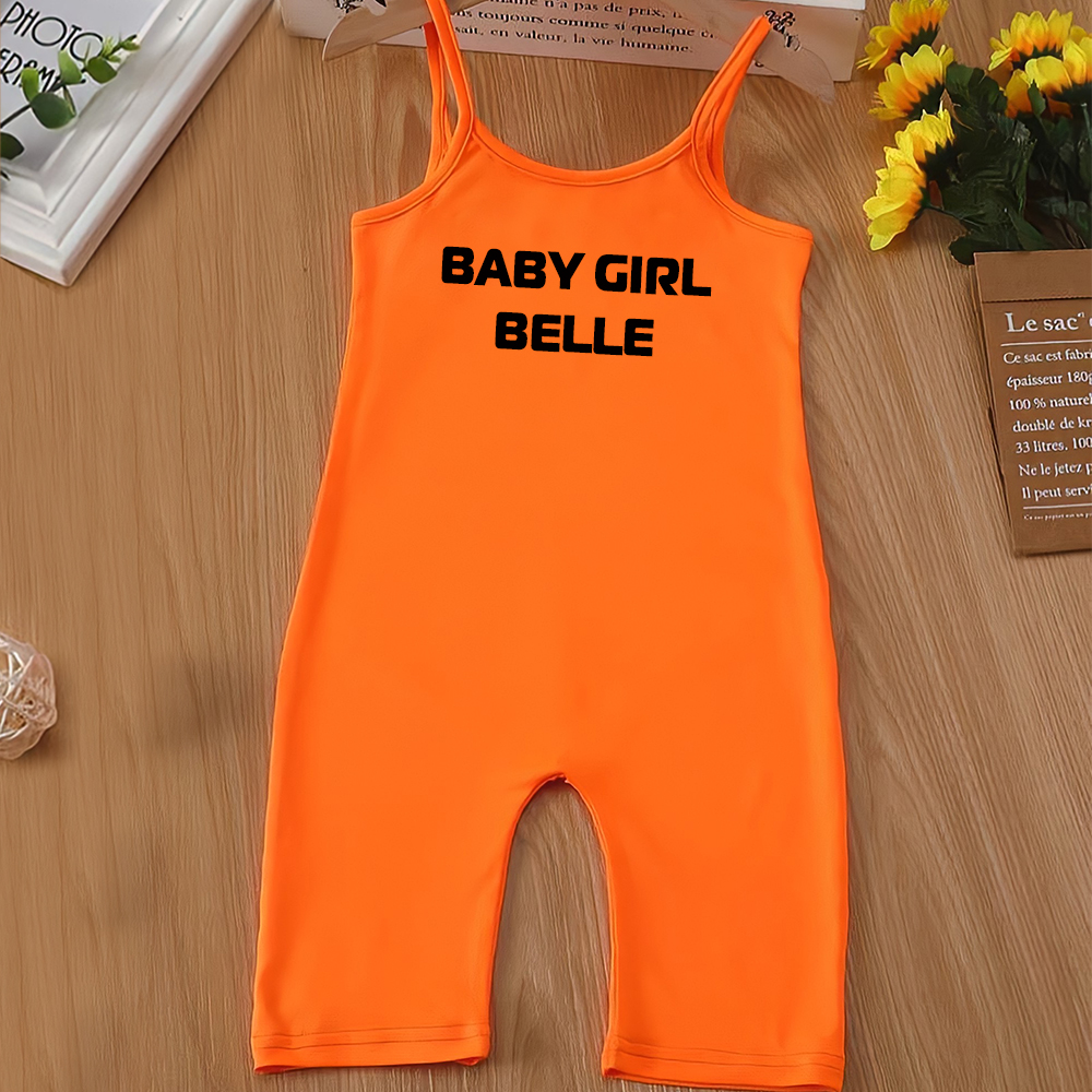 Personalized Girl Suspender Letter Print Jumpsuit| Cloth221