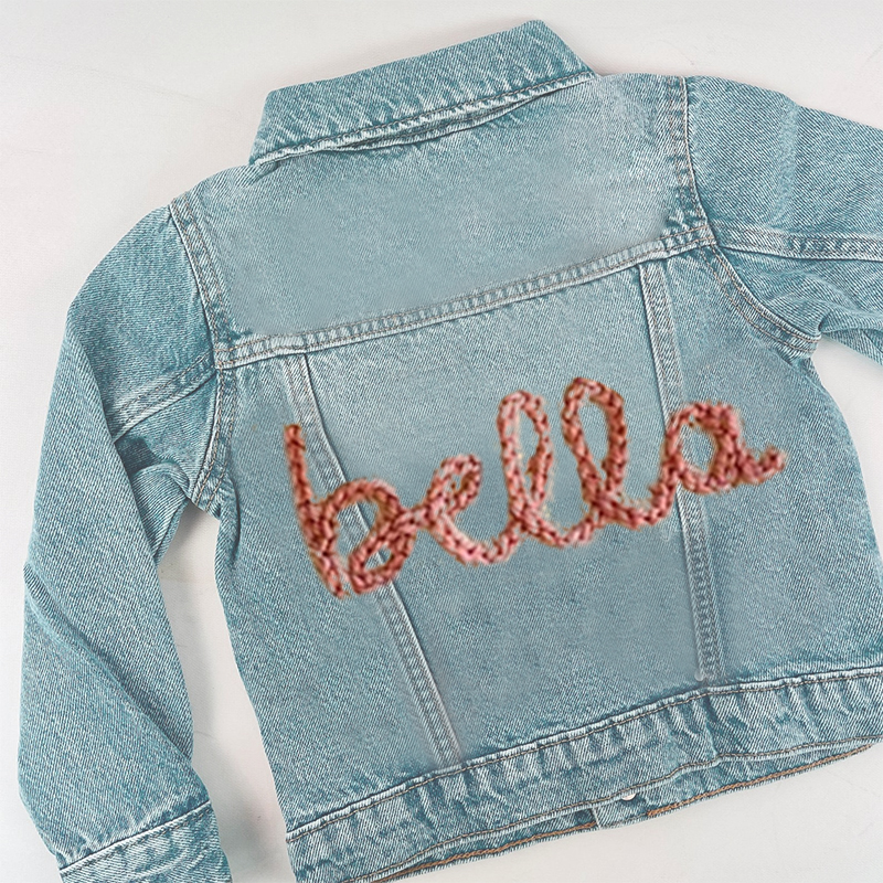 Personalized Kids Hand Embroidered Denim Jacket| Cloth161