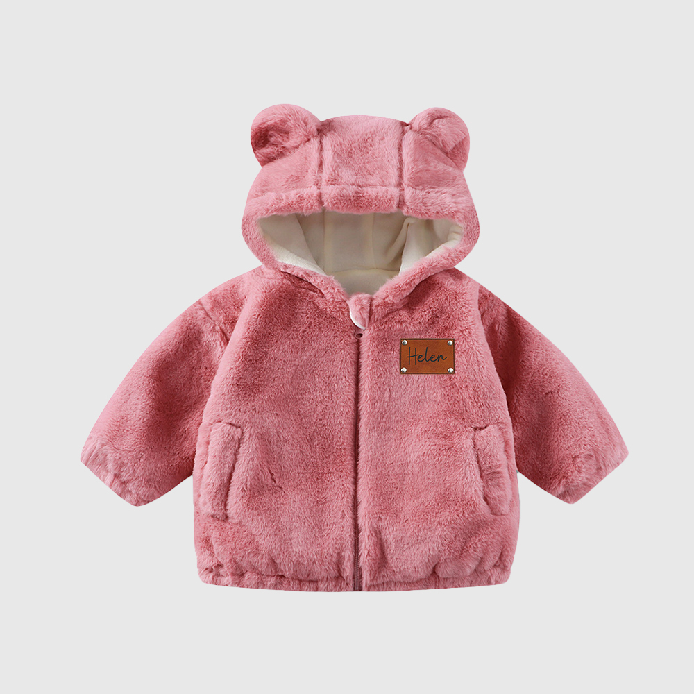 Personalized Leather Patch Kids Bear Jacket| Cloth255