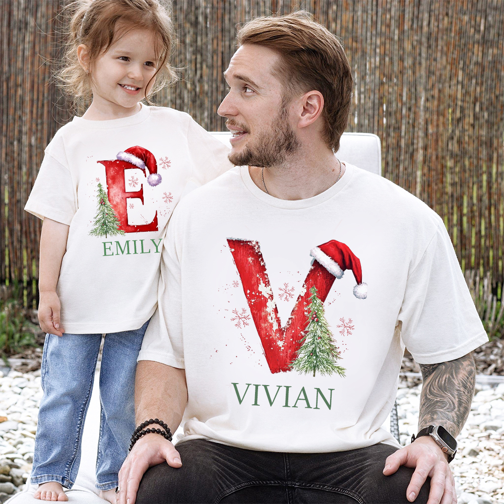 Personalized Family Christmas Monogrammed Name T-Shirt| Match0426