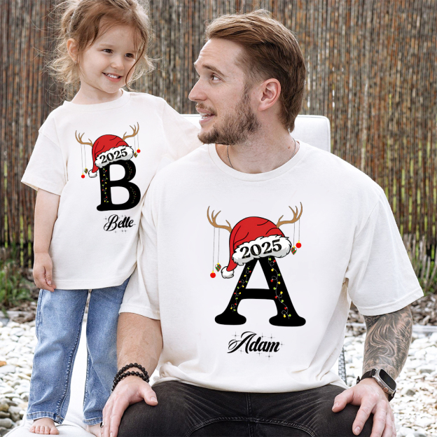 Personalized Family Christmas Monogrammed Name T-Shirt| Match0424