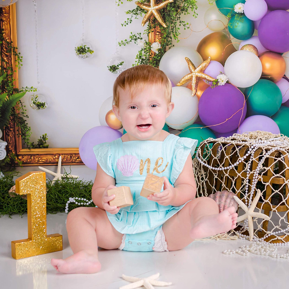 Personalized Baby Girl Mermaid Birthday Ruffle Romper| BBCloth92