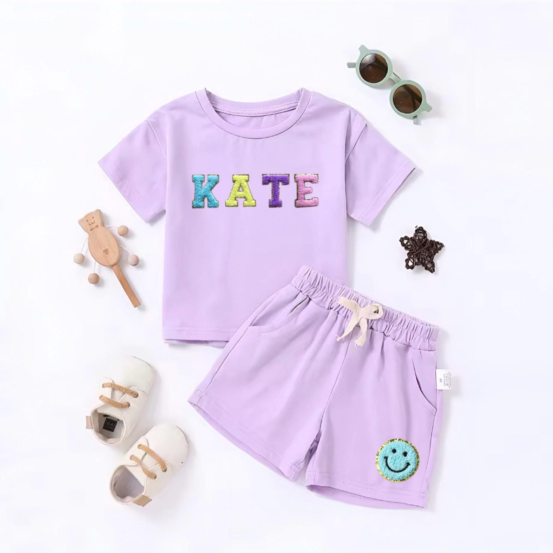 Personalized Kid Summer Hand Patch Toddler Set |Cloth218