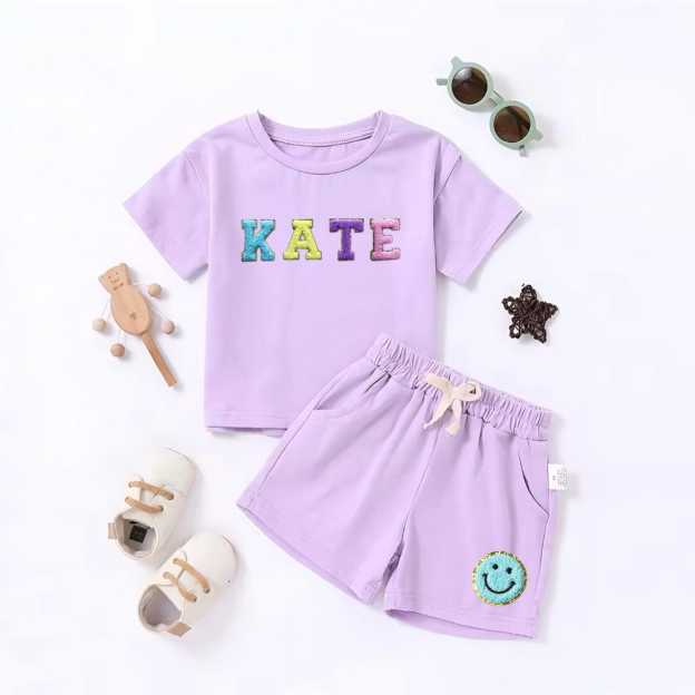 Personalized Kid Summer Hand Patch Toddler Set |Cloth218
