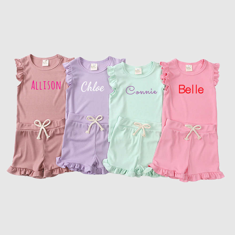 Personalized Girl Summer Ruffle T-Shirt and Shorts Set| Cloth231