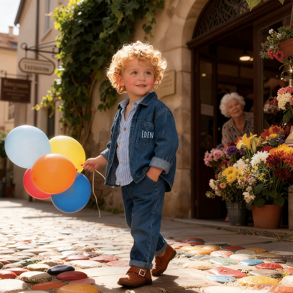 Personalized Kids Casual Denim Shirt and Pants| Cloth260