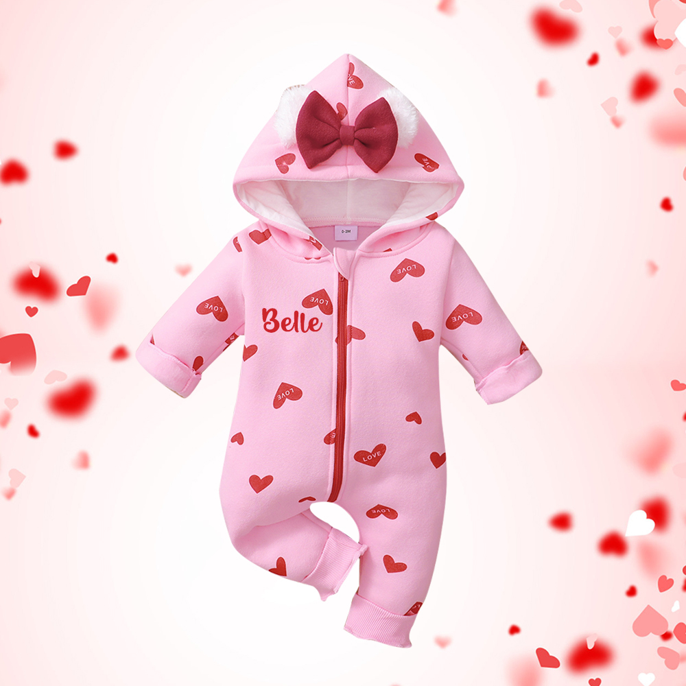 Personalized Baby Girl Love Heart Jumpsuit| BBcloth112