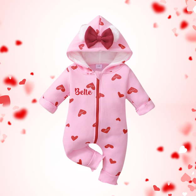 Personalized Baby Girl Love Heart Jumpsuit| BBcloth112
