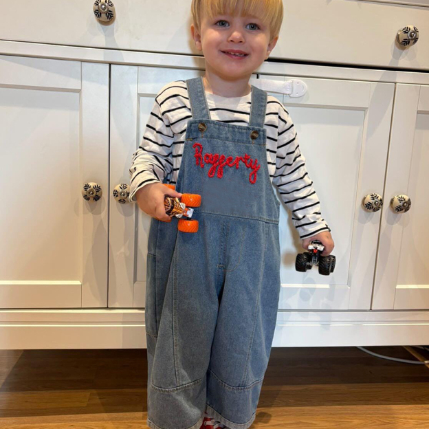 Personalized Kids Hand Embroidered  Denim Overalls| Pants24