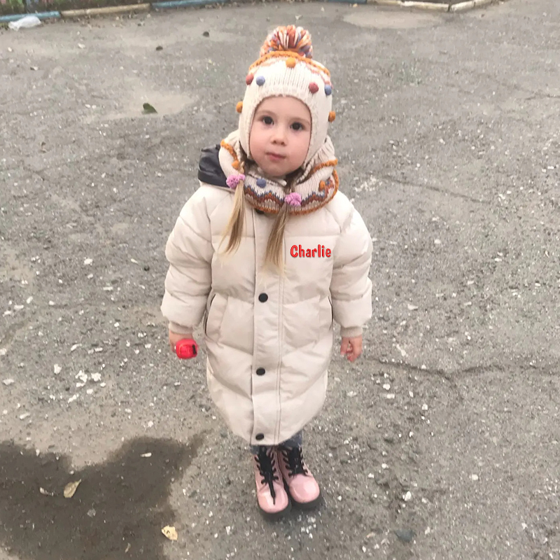 Personalized Kids Winter Thicken Warm Embroidered Long Jackets| Cloth199