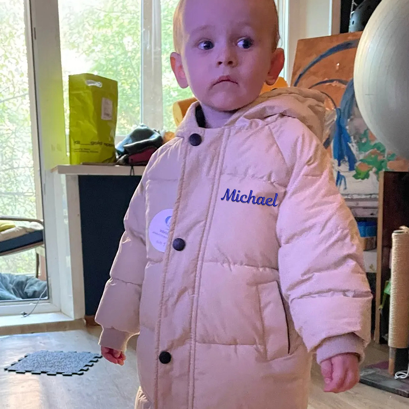 Personalized Kids Winter Thicken Warm Embroidered Long Jackets| Cloth199