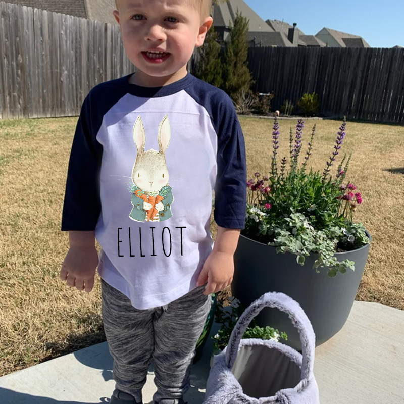 Personalized Boy Easter Bunny Long Sleeves Shirt| Cloth12433