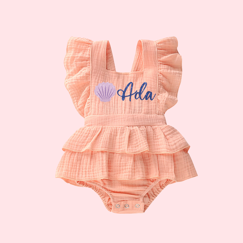 Personalized Baby Girl Mermaid Birthday Ruffle Romper| BBCloth92