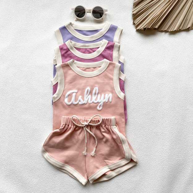 Personalized Kids Puff Name Toddler shorts Set| Cloth225