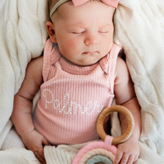 Personalized Baby Gender Neutral Embroidered Cozy Onesie| BBCloth63