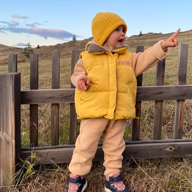 Personalized Kids Winter Thicken Warm Embroidered Vest Jackets| Cloth200