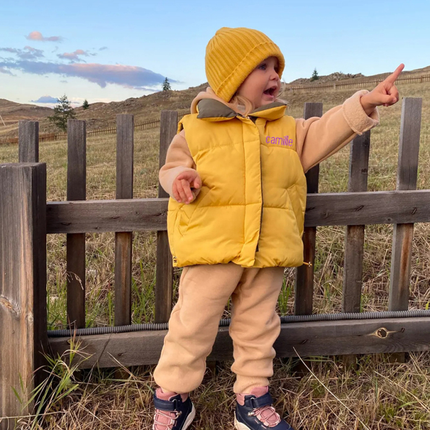 Personalized Kids Winter Thicken Warm Embroidered Vest Jackets| Cloth200