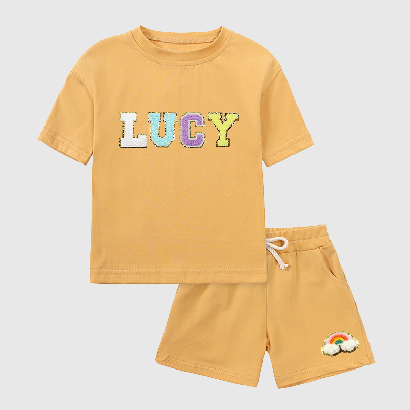 Personalized Kid Summer Hand Patch Toddler Set |Cloth218
