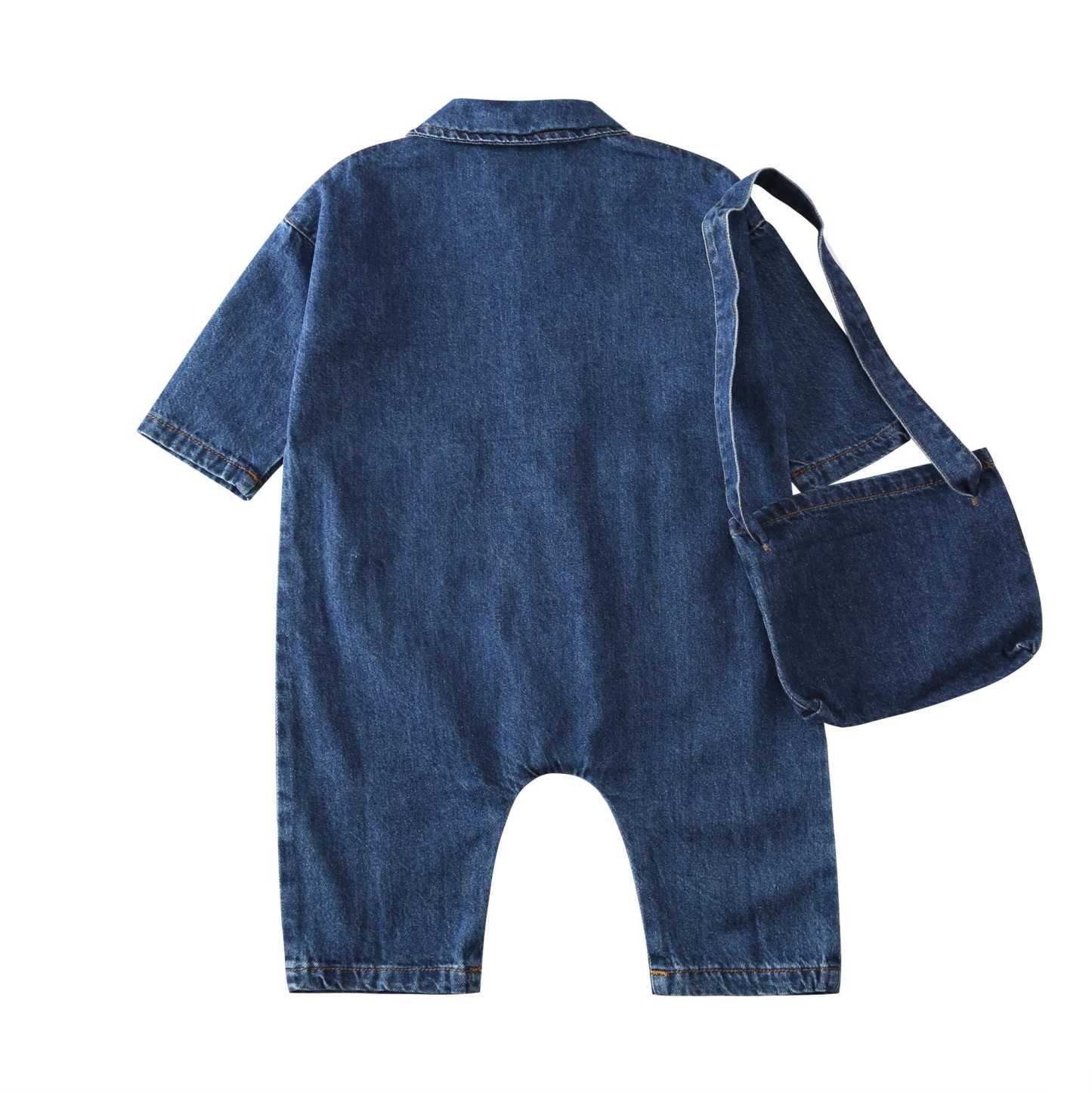 Personalized Baby Bear Denim Onesie With Bag Set| BBCloth88