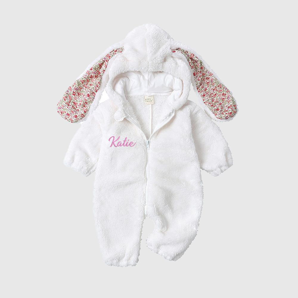 Personalized Baby  Bunny Hooded Romper| BBcloth120