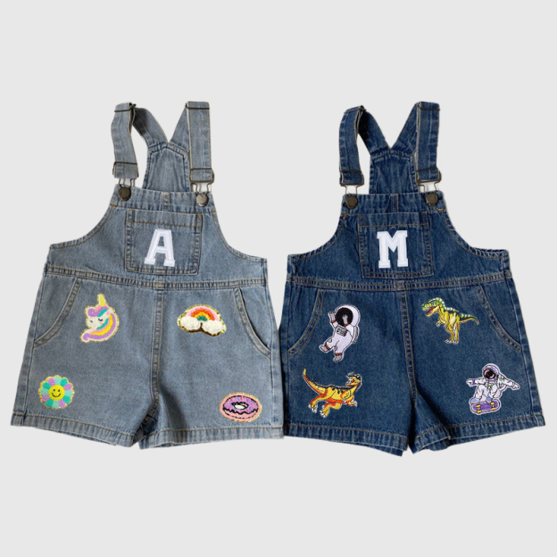 Personalized Kids Patch Denim Overalls| Pants23