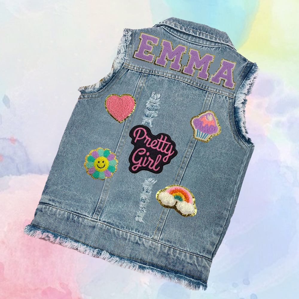 Personalized Kids Patch Denim Vest Jacket| Cloth224