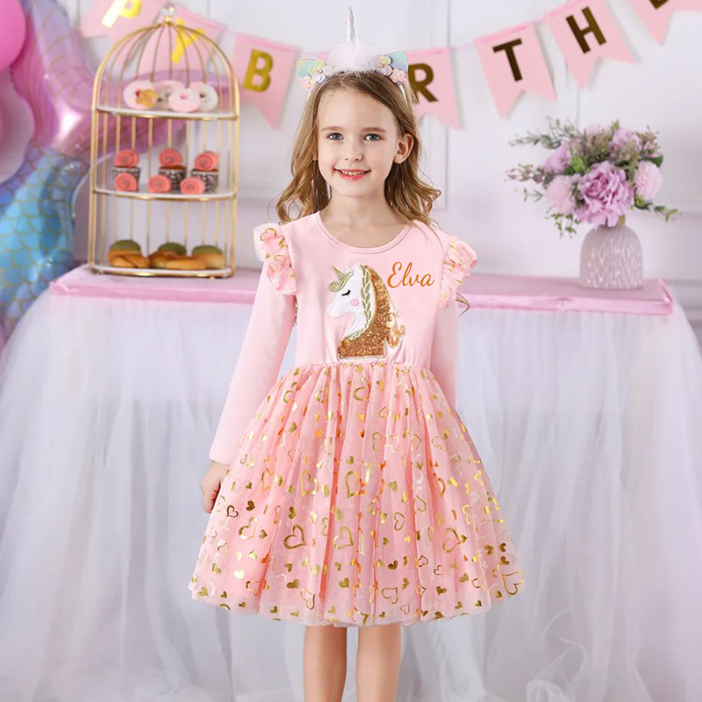 Personalized Girl Unicorn Birthday Dress| Dress09