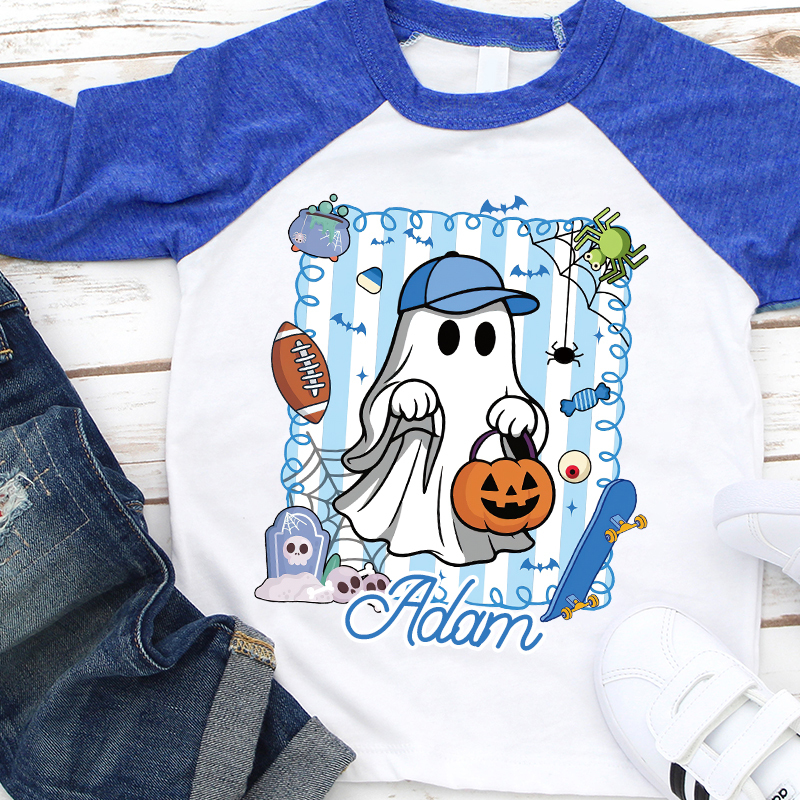 Personalized Kids Halloween Ghost Pumpkin Long Sleeves Shirt| Cloth12447