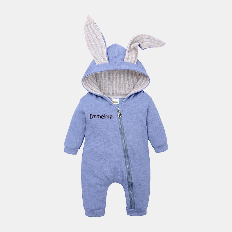 Personalized Embroidered Bunny Ear Baby Romper| Cloth121