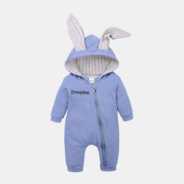 Personalized Embroidered Bunny Ear Baby Romper| Cloth121