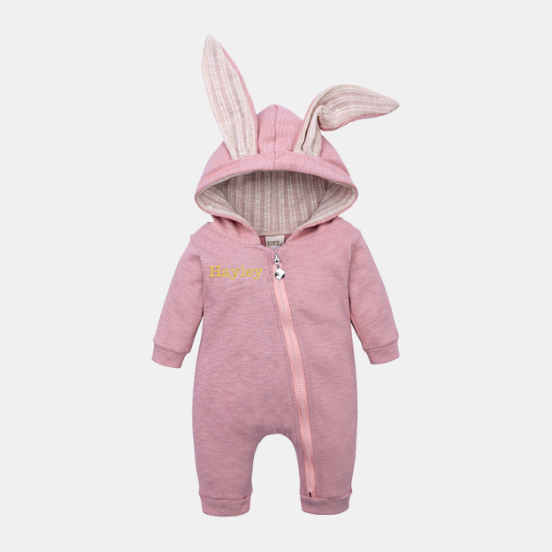 Personalized Embroidered Bunny Ear Baby Romper| Cloth121