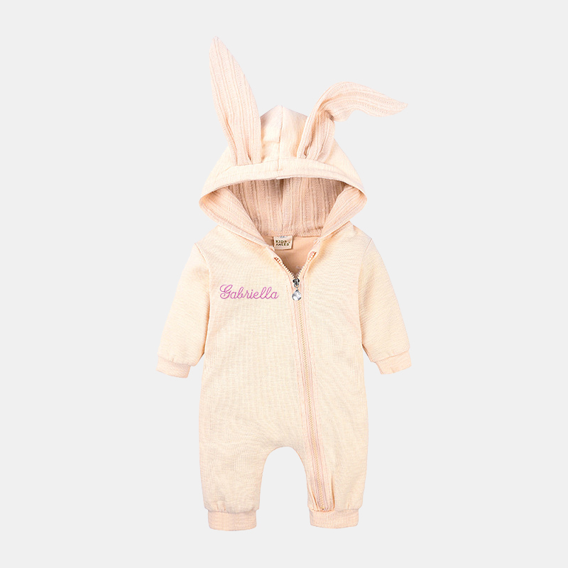 Personalized Embroidered Bunny Ear Baby Romper| Cloth121
