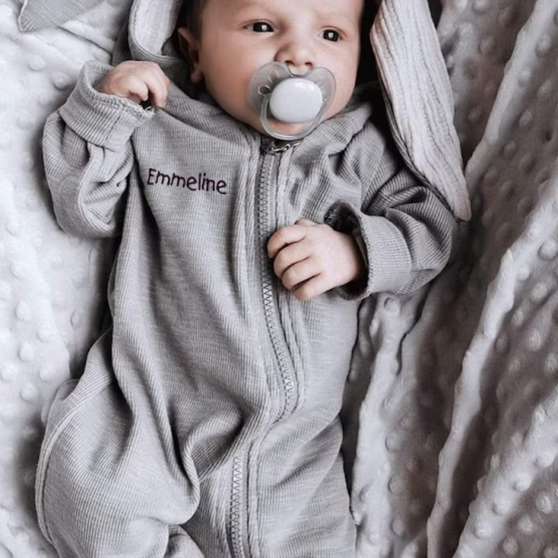 Personalized Embroidered Bunny Ear Baby Romper| Cloth121