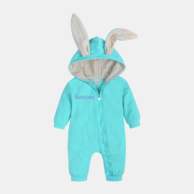 Personalized Embroidered Bunny Ear Baby Romper| Cloth121